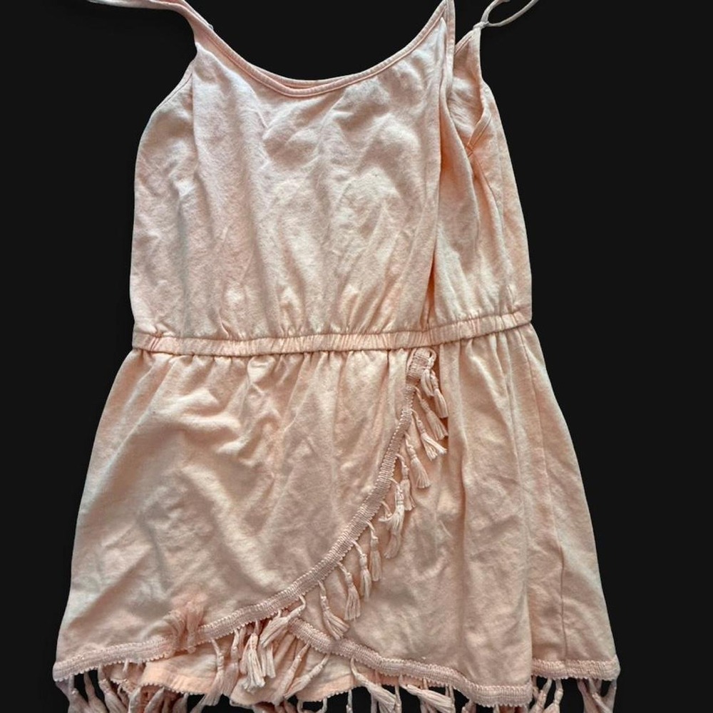 Victoria's Secret Peach Tassel Fringe Slip Dress Nightgown Small Boho Slub Knit